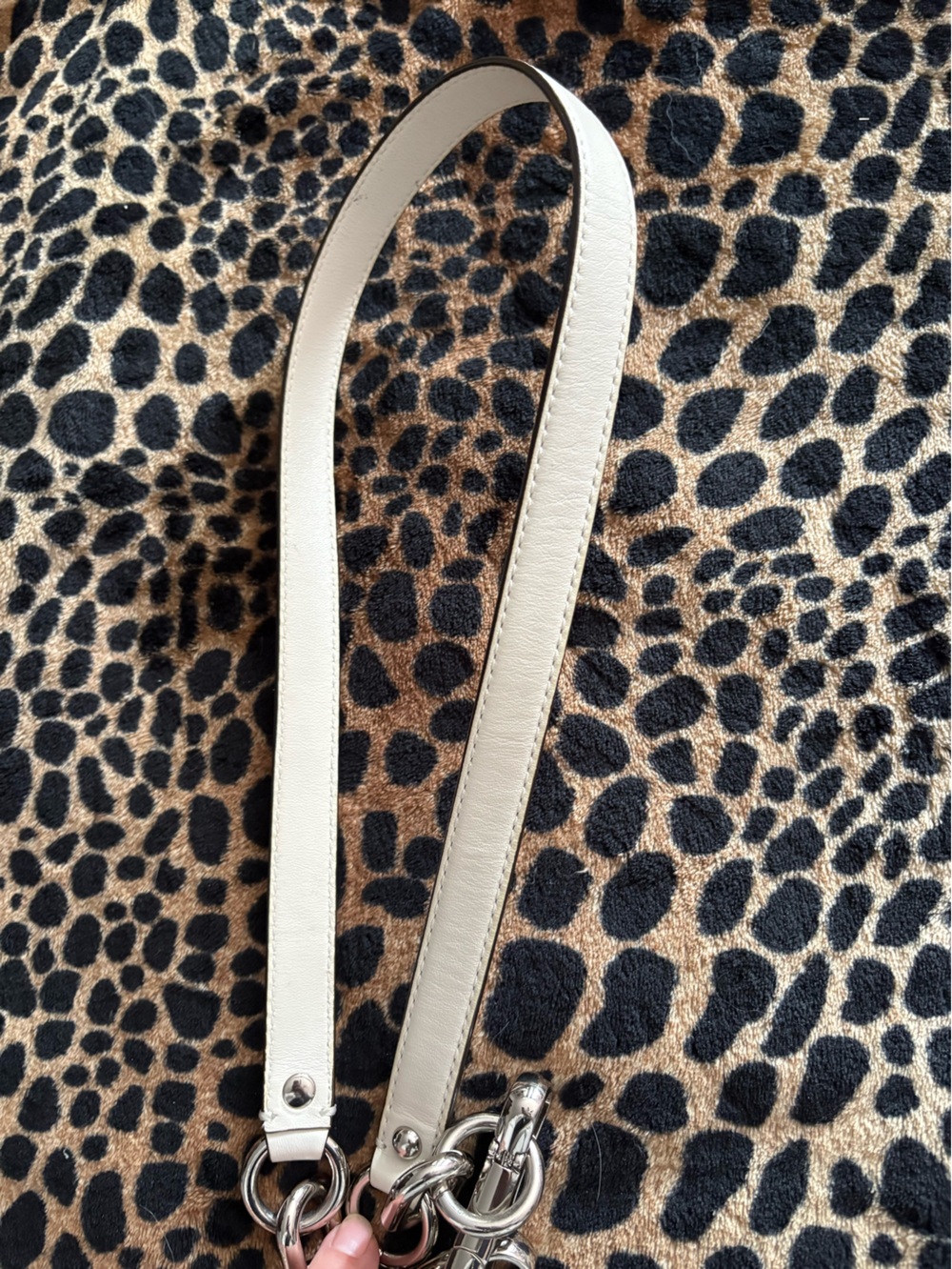 Coach Off-White Leather Purse Strap with Silver Hardware